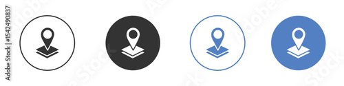 Land layer location icon collection for app in black and blue colors