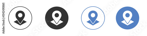 Land layer location icon collection for app in black and blue colors