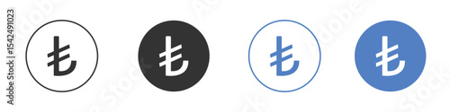 Lira sign icon collection for app in black and blue colors