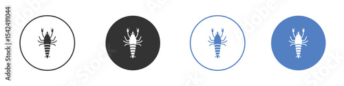 Lobster icon collection for app in black and blue colors
