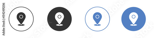 Map marker icon collection for app in black and blue colors