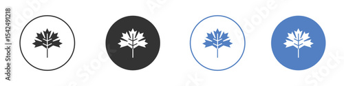 Maple leaf icon collection for app in black and blue colors