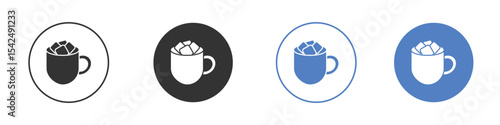 Marshmallows Mug icon collection for app in black and blue colors