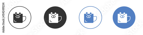 Marshmallows Mug icon collection for app in black and blue colors