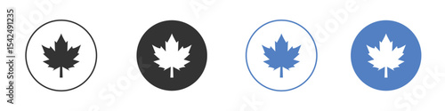 Maple leaf icon collection for app in black and blue colors