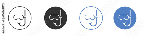Mask snorkel icon collection for app in black and blue colors