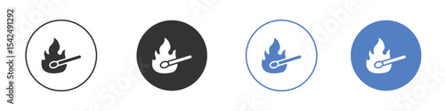 Match fire icon collection for app in black and blue colors