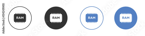 Memory icon collection for app in black and blue colors