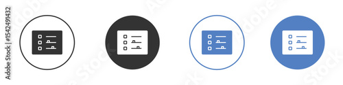 Menu list button icon collection for app in black and blue colors