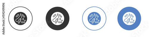 Microorganism icon collection for app in black and blue colors