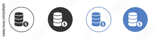 Money icon collection for app in black and blue colors