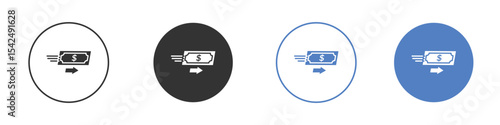 Money transfer icon collection for app in black and blue colors