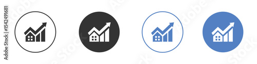 Mortgage icon collection for app in black and blue colors