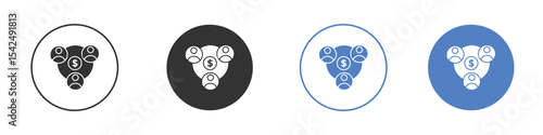 Mutual funds icon collection for app in black and blue colors