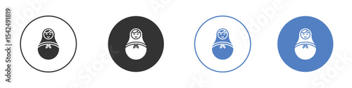 Nesting dolls icon collection for app in black and blue colors