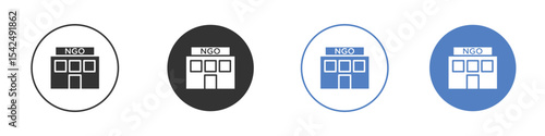 NGO Building icon collection for app in black and blue colors