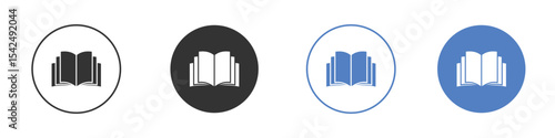 open book icon collection for app in black and blue colors