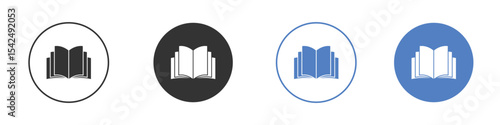 open book icon collection for app in black and blue colors