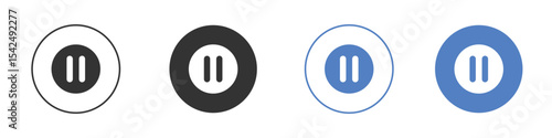 Pause button icon collection for app in black and blue colors