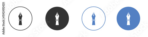 Pen nib icon collection for app in black and blue colors