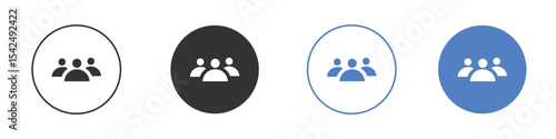 People group icon collection for app in black and blue colors
