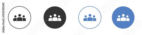 people icon collection for app in black and blue colors
