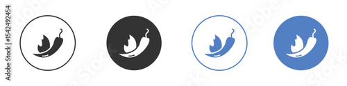 Pepper hot icon collection for app in black and blue colors