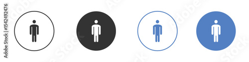 Person icon collection for app in black and blue colors