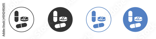 Pills icon collection for app in black and blue colors