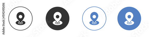 Pin icon collection for app in black and blue colors