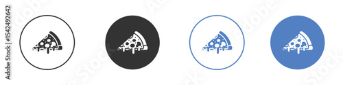 Pizza icon collection for app in black and blue colors