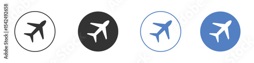 Plane icon collection for app in black and blue colors