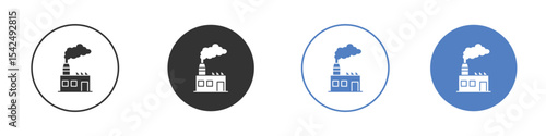 Pollution icon collection for app in black and blue colors