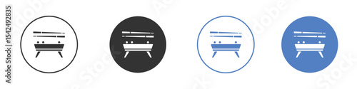 Pool table icon collection for app in black and blue colors