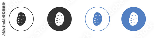 Potato icon collection for app in black and blue colors
