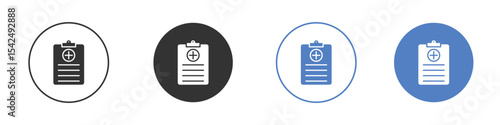 Prescription icon collection for app in black and blue colors