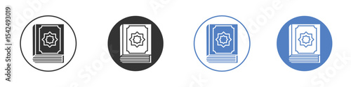 Quran book icon collection for app in black and blue colors