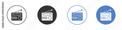 Radio icon collection for app in black and blue colors