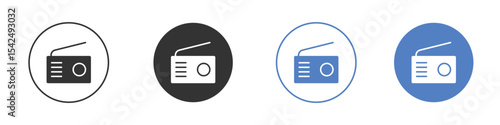Radio icon collection for app in black and blue colors