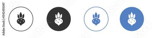 Radish icon collection for app in black and blue colors