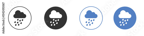 Rain icon collection for app in black and blue colors