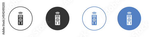 Remote control icon collection for app in black and blue colors