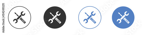 Repair tools icon collection for app in black and blue colors