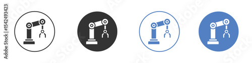 Robot arm icon collection for app in black and blue colors