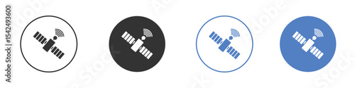 Satellite icon collection for app in black and blue colors