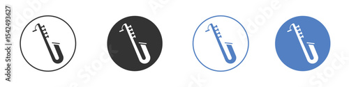 Saxophone icon collection for app in black and blue colors