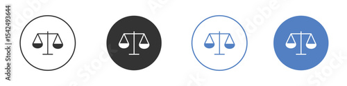 Scales of justice icon collection for app in black and blue colors