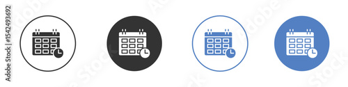 Schedule icon collection for app in black and blue colors