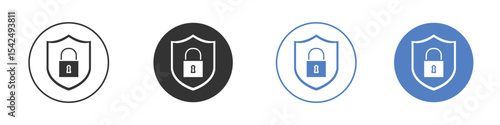 Security icon collection for app in black and blue colors