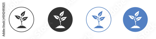 Seedling icon collection for app in black and blue colors